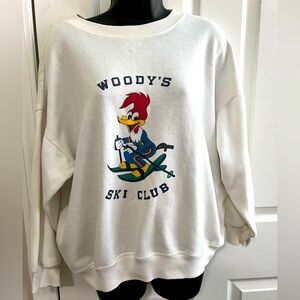 Vintage Woody Woodpecker Sweatshirt, Woody's Ski Club White Sweater